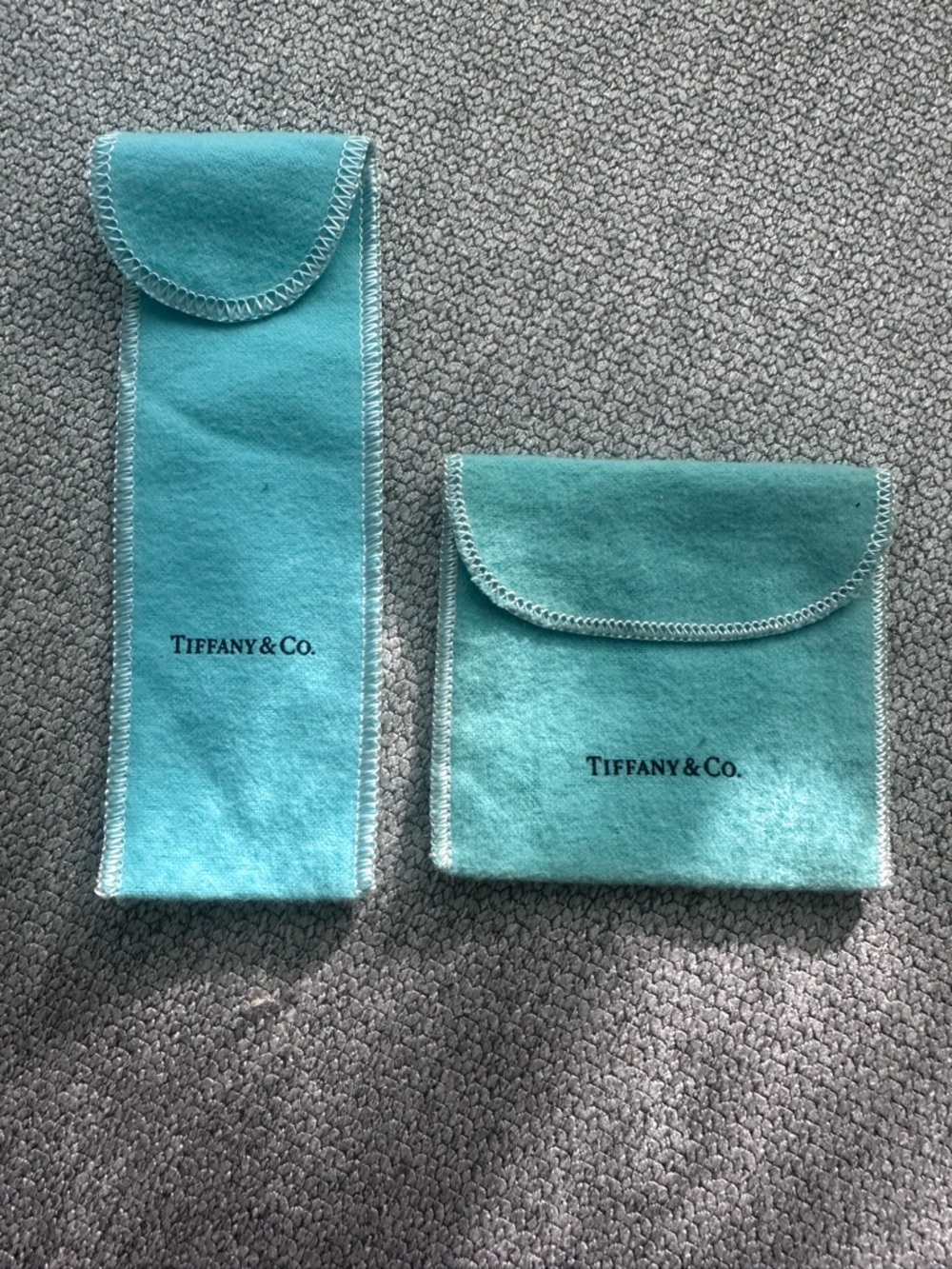 Tiffany & Co. Robin's Egg Blue Velvet Jewelry Pouches - Two Pieces